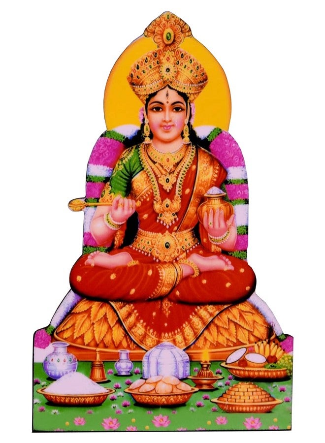 Vils Big Size Kasi Goddess Sri Annapurna Devi/Annapoorna/Annapoorani Divine Holy Blessing Wood and Plastic Statue/Photo Frame Cutout with Back Stand (5.5 X 8 Inch)- Multicolor - Image 1